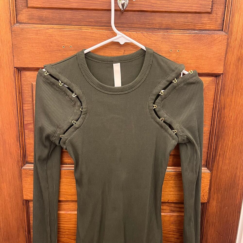 Dion Lee Organic Cotton Rib Hook & Eye Rib Mini Dress Shadow Green sz S $520 NWT - Picture 2 of 14